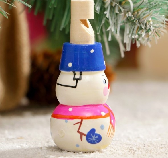 Свистулька «Снеговик», 3х7 см, микс, ручная роспись