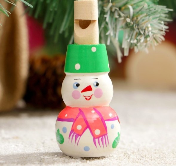 Свистулька «Снеговик», 3х7 см, микс, ручная роспись