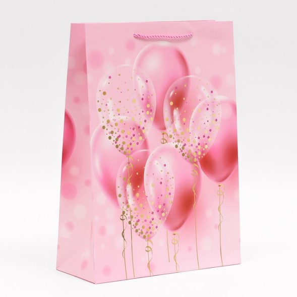 Пакет подарочный ламинированный «Праздничное настроение», розовый, 30×41.5×12 см