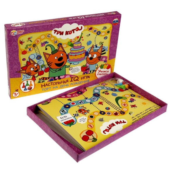 Торт на день рождения. Настольная IQ-игра. Три кота, Умные игры
