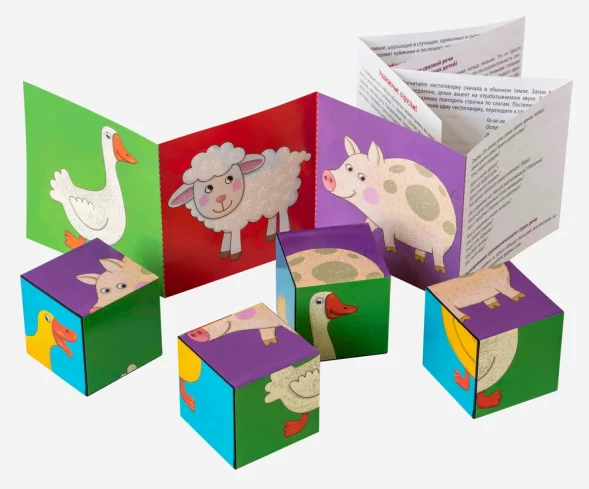 Умные кубики. Шумелки. 4 штуки. Моя Бурёнушка. IQ Кубики