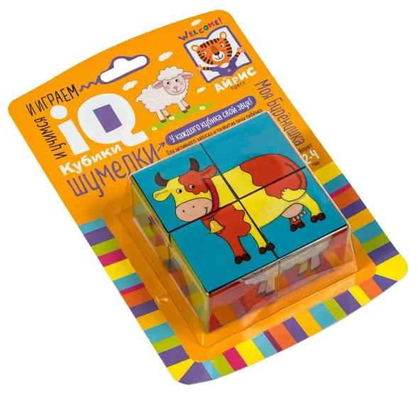 Умные кубики. Шумелки. 4 штуки. Моя Бурёнушка. IQ Кубики