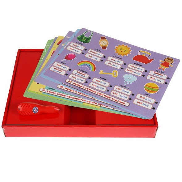 Электровикторина с ручкой русско-английская азбука.180 картинок,заданий. Умка