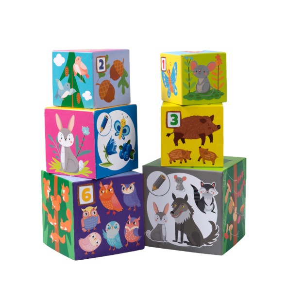 Развивающая пирамидка из кубиков &quot;Лесные жители&quot; 8 в 1. Десятое королевство