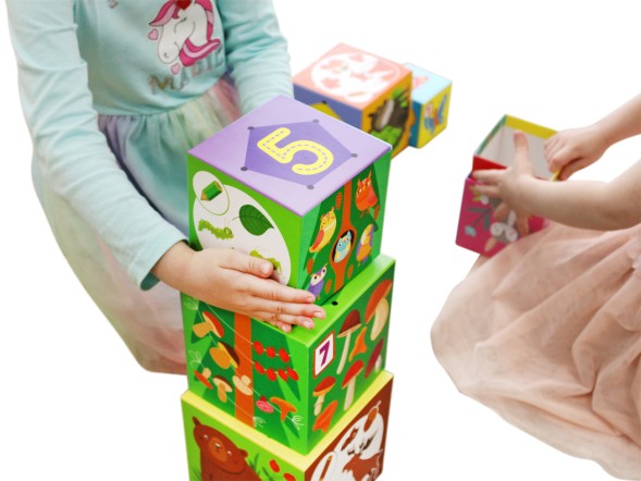 Развивающая пирамидка из кубиков &quot;Лесные жители&quot; 8 в 1. Десятое королевство