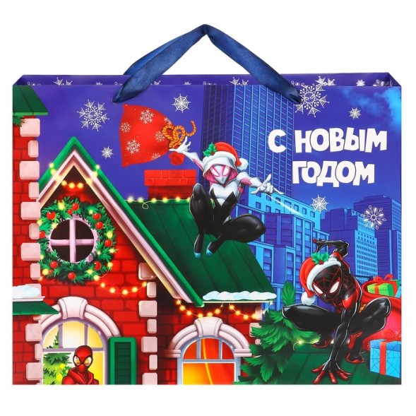 Пакет ламинат горизонтальный &quot;С Новым годом!&quot;, 40х31х11,5 см, Человек-Паук