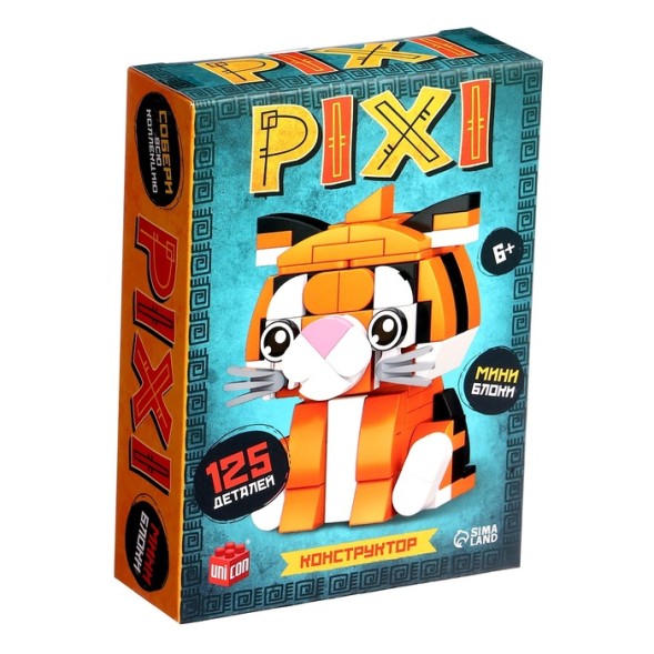 Конструктор блочный «PIXI. Тигрик», животные, мини блоки, 125 деталей