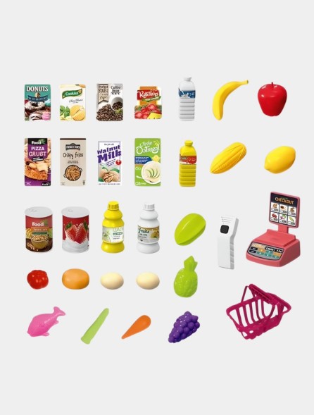 Супермаркет детский с кассой и тележкой