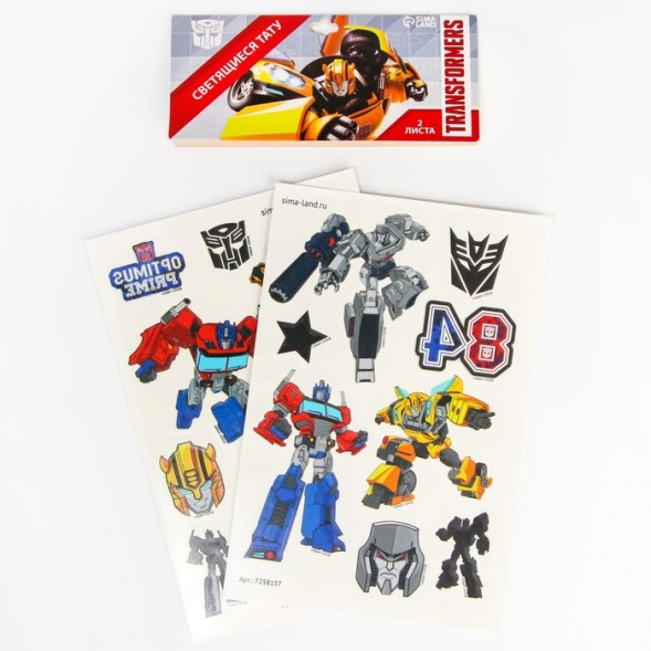 Детские тату, светятся в темноте Transformers