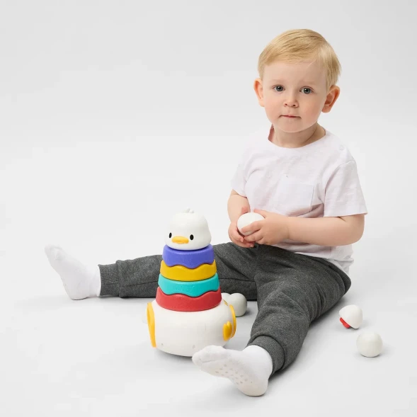 Игрушка развивающая Baby Go Уточка 3в1: неваляшка, пирамидка, сортер