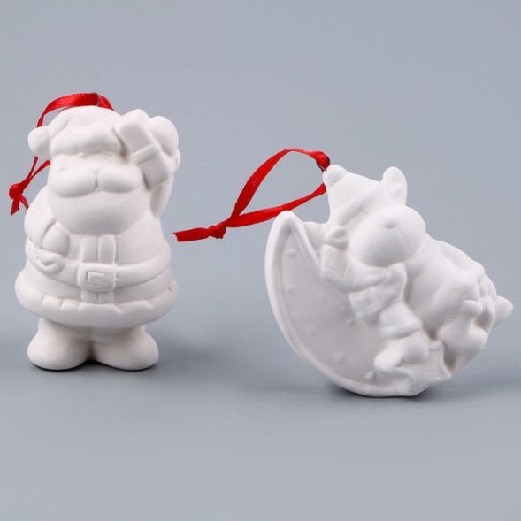 Ёлочные игрушки под раскраску «Волшебный», 4 шт., с подвесом, кисть