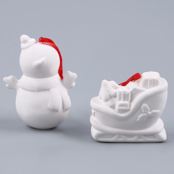 Ёлочные игрушки под раскраску «Волшебный», 4 шт., с подвесом, кисть