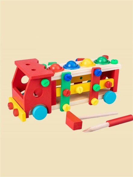 Деревянный конструктор стучалка машина