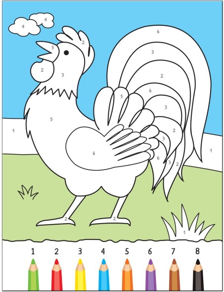 В деревне (Раскрашиваем по цифрам), книга для творчества