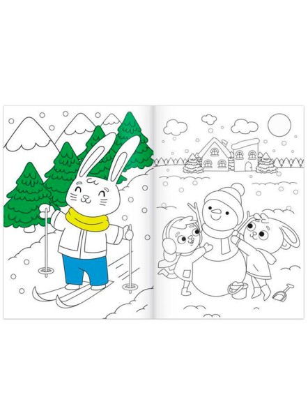 Раскраска новогодняя «Зайчата», 12 стр.