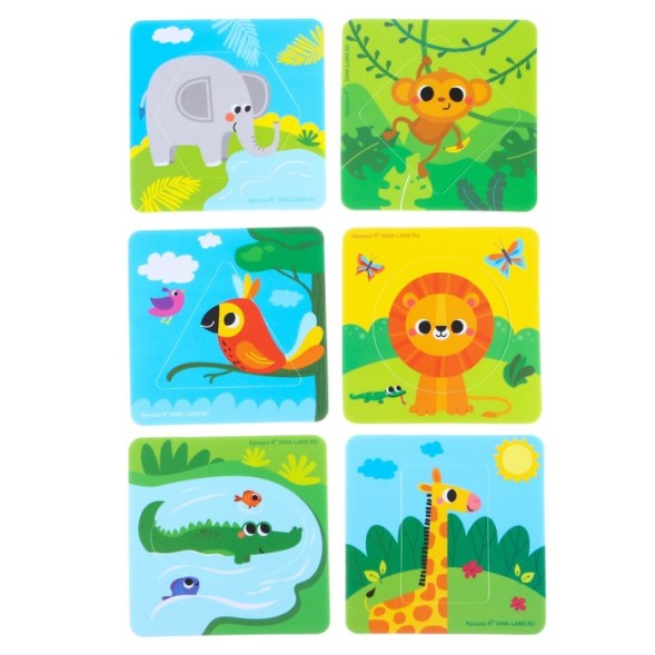 Набор игрушек для ванны «Африка», по методике Сегена , 6 пазлов, 12 деталей