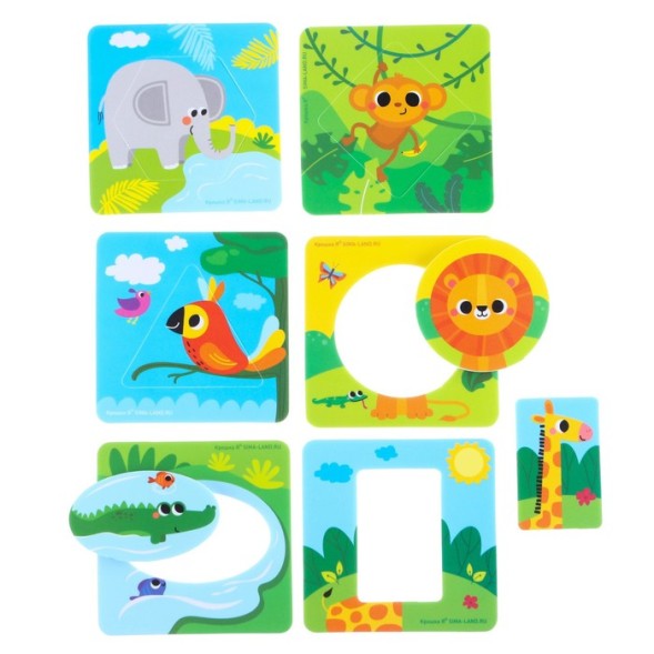 Набор игрушек для ванны «Африка», по методике Сегена , 6 пазлов, 12 деталей