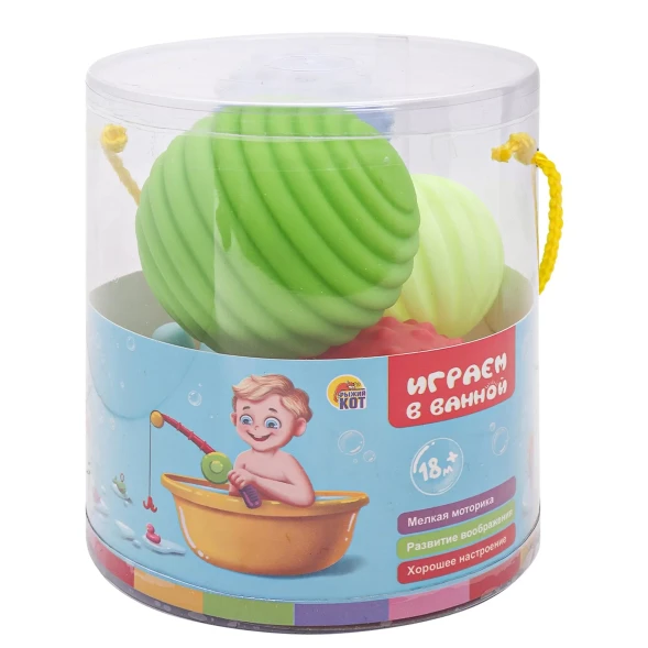 Игрушка для купания Рыжий кот мой малыш Сенсорные мячики