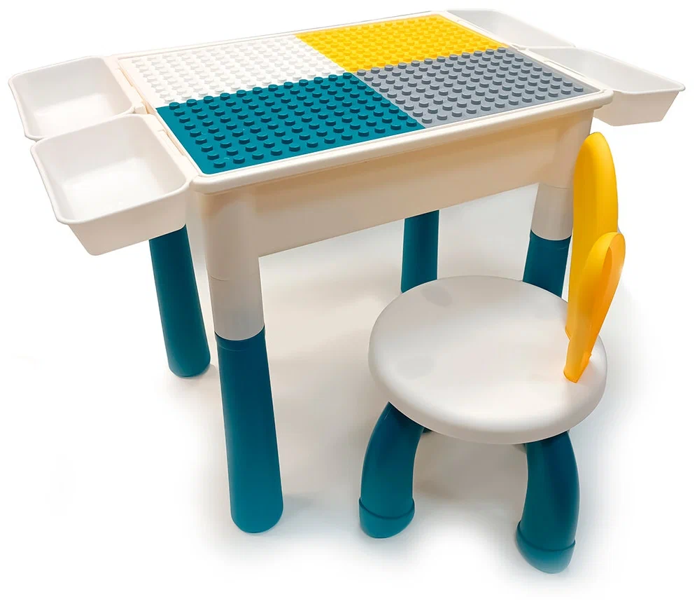Столик 3 в 1 панель Lego+Песочница+Стол, 100 деталей блоков