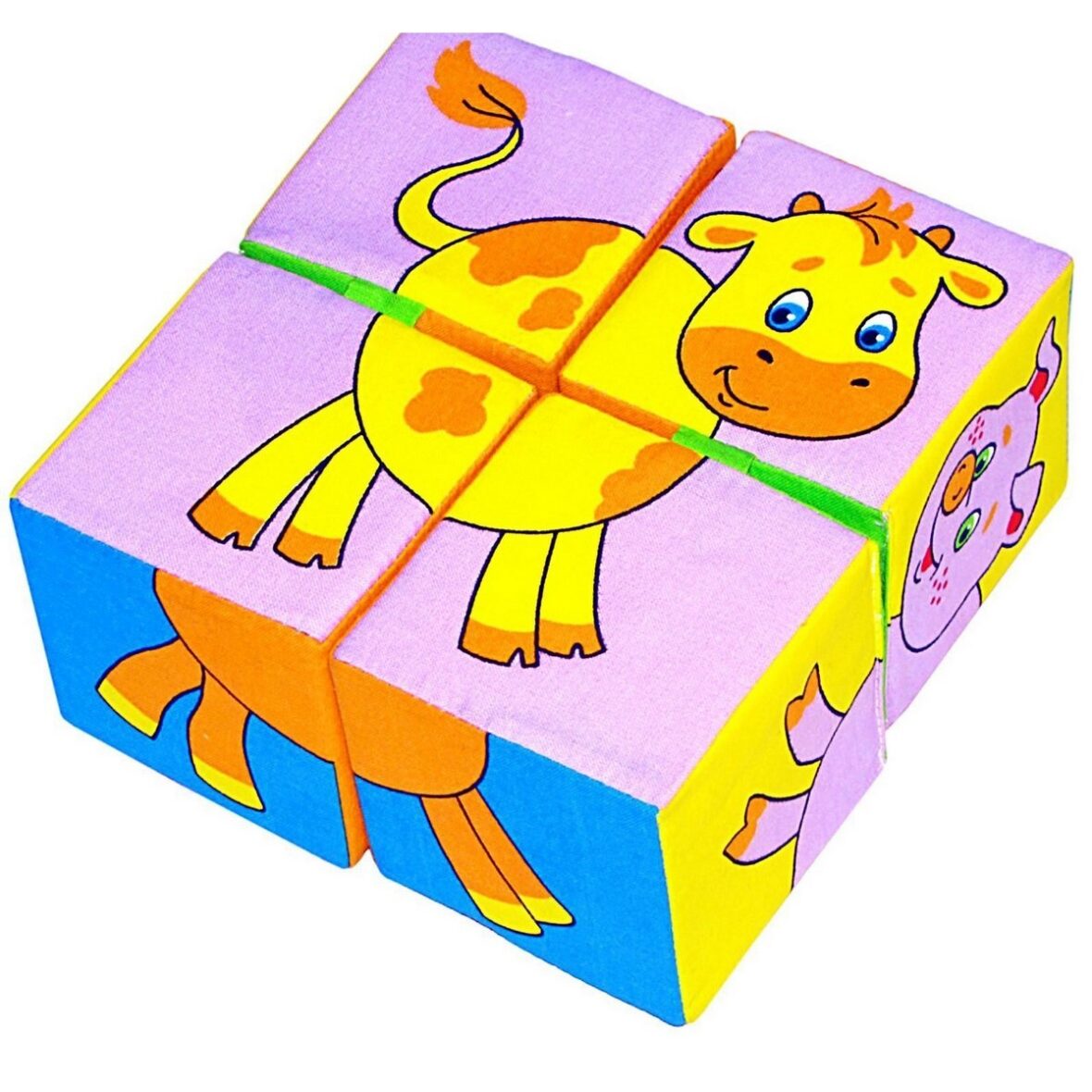 Набор развивающих мягких кубиков «Собери картинку. Животные 2»