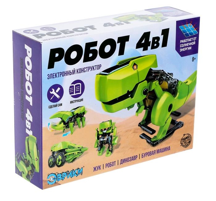 Набор для опытов «Робот», 4 в 1 (Динозавр, насекомое, робот, буровая машина)