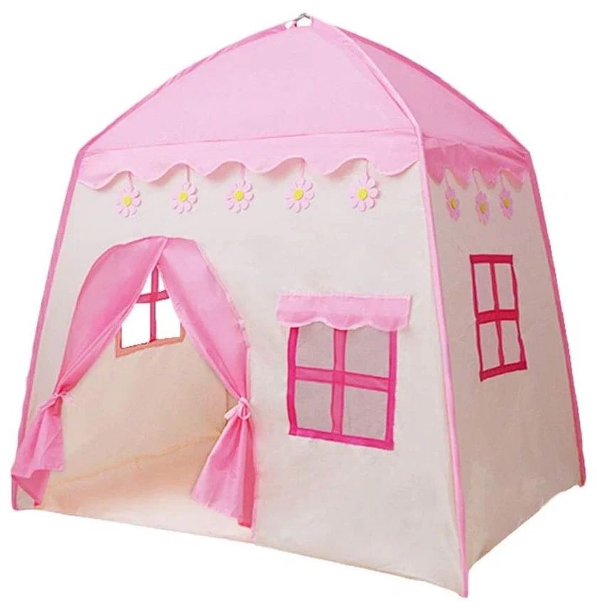 Детская игровая палатка “Домик с окошками”, розовая