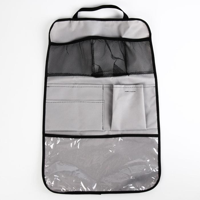 Органайзер незапинайка на спинку сидения автомобиля, c карманами,оксфорд 56х36 см., цвет серый