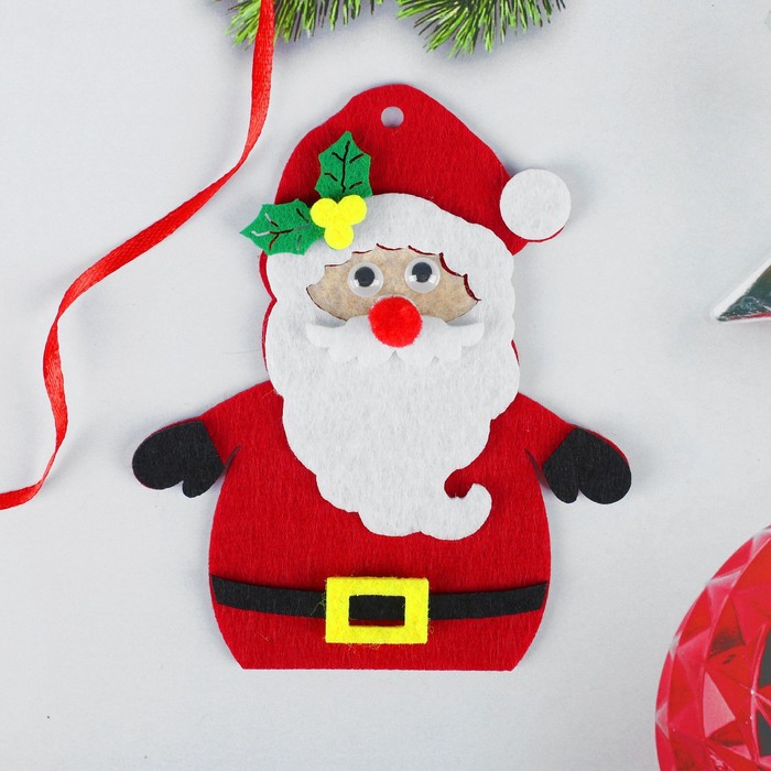 Набор для творчества — создай ёлочное украшение из фетра «Дед мороз»