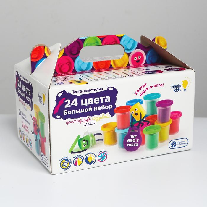 Набор для детской лепки «Тесто-пластилин 24 баночки», Genios Kids